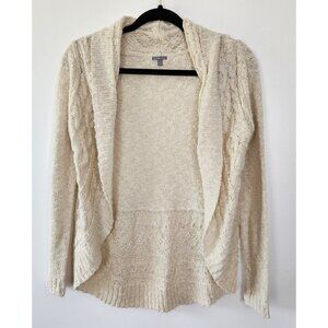 Charlotte Russe Ivory Open Weave Cable Knit Open Cardigan Small, Preppy, Coastal